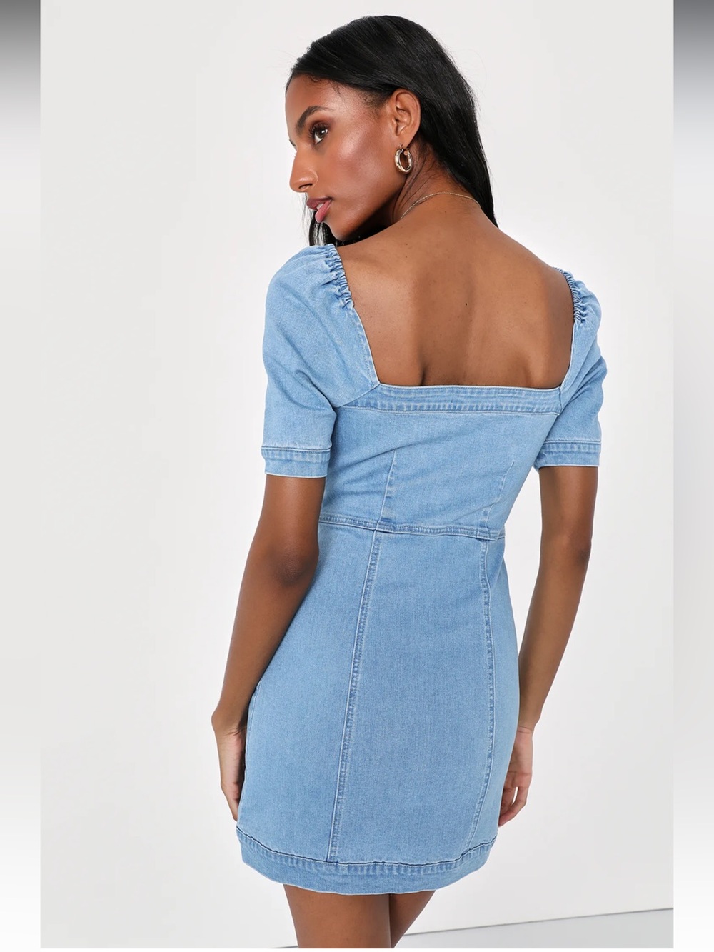 Lulus Trending Vibe Medium Wash Zip-front Denim Dress Blue - Size M - Picture 3 of 9